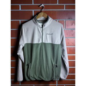 Monet Skateboards Colorblock Quarter Zip Fleece Men's Medium Green Cream
